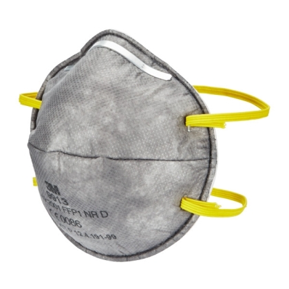 Respiratore 3M 9913, con carboni attivi, senza valvola, grigia, non indossata, serie 9000