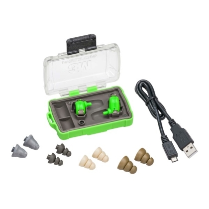 Inserti auricolari, 3M, PELTOR, Elettronici, colore verde, ad attenuazione controllata, all'interno della apposita scatola
