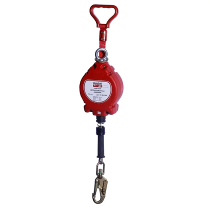 Dispositivo retrattile Akrobat, AKBLOCK10, Sistema anticaduta con moschettone girevole, colore rosso,  lunghezza 10 metri