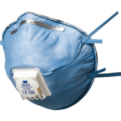 Respiratore 3M 9926, con carboni attivi, con valvola, azzurra, non indossata, serie 9000