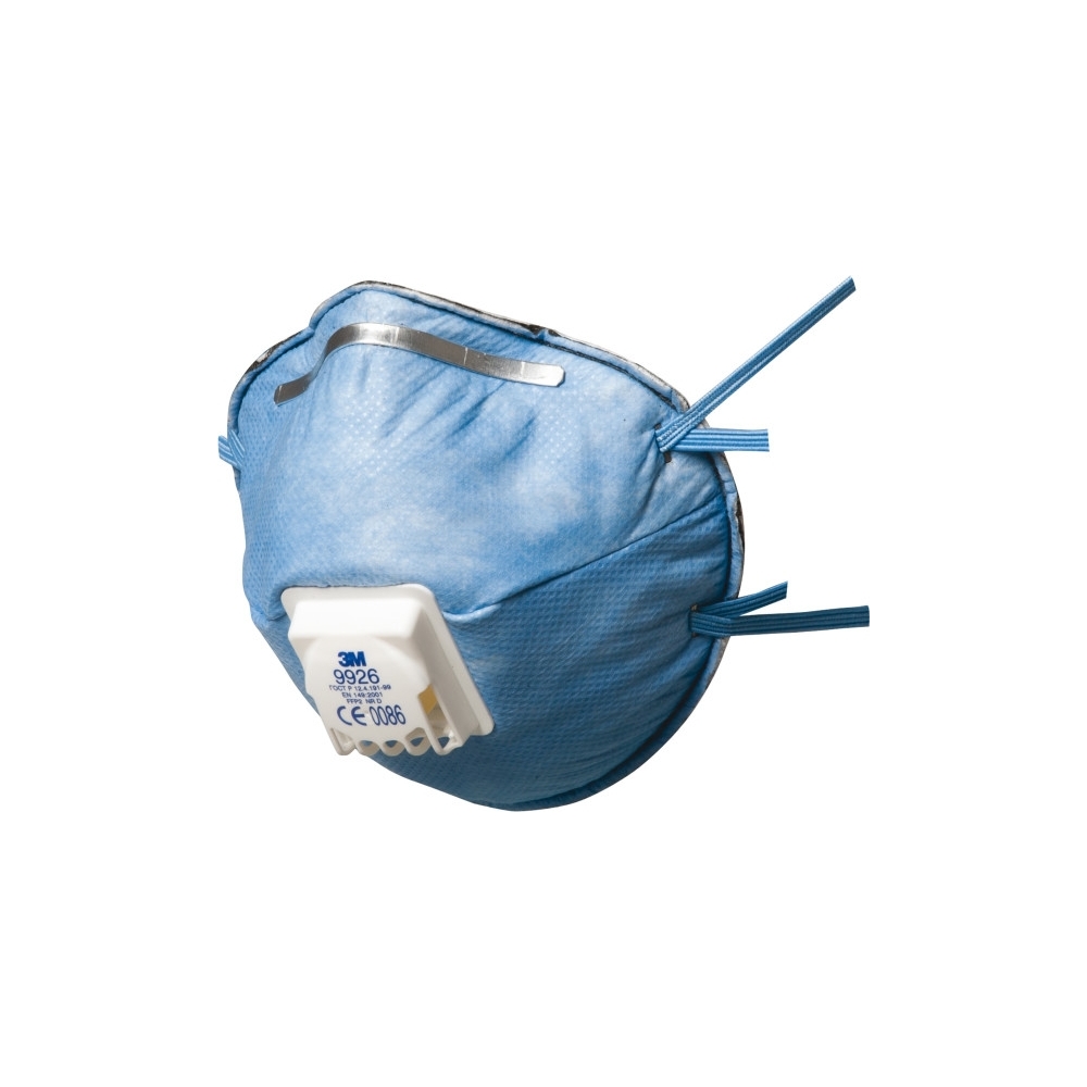 Respiratore 3M 9926, con carboni attivi, con valvola, azzurra, non indossata, serie 9000