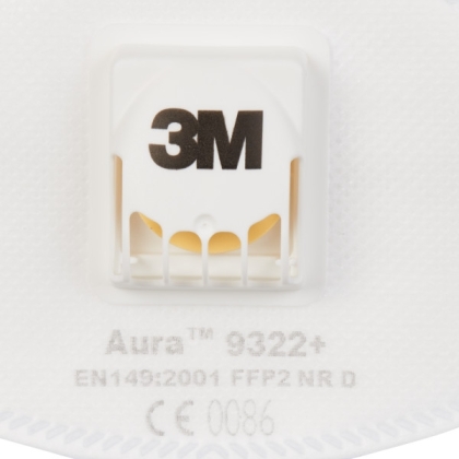 Respiratore 3M 9322+, antipolvere, con valvola, bianca, non indossata, serie Aura