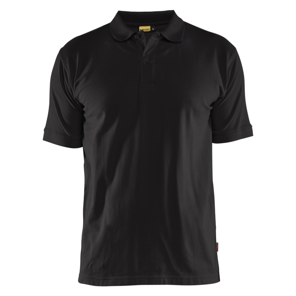 Polo, Blaklader, 3435, colore nero, Cotone, maniche corte, finitura a costine