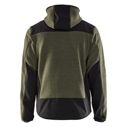 Giacca in maglia, Blaklader, 5940, colore verde militare, Tessuto pile spazzolato e stretch, inserti softshell, con cappuccio