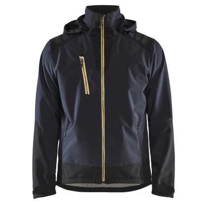 Giacca, Blaklader, Softshell, 4749, colore blu, Softshell, tessuto stretch impermeabile e antivento, con cappuccio