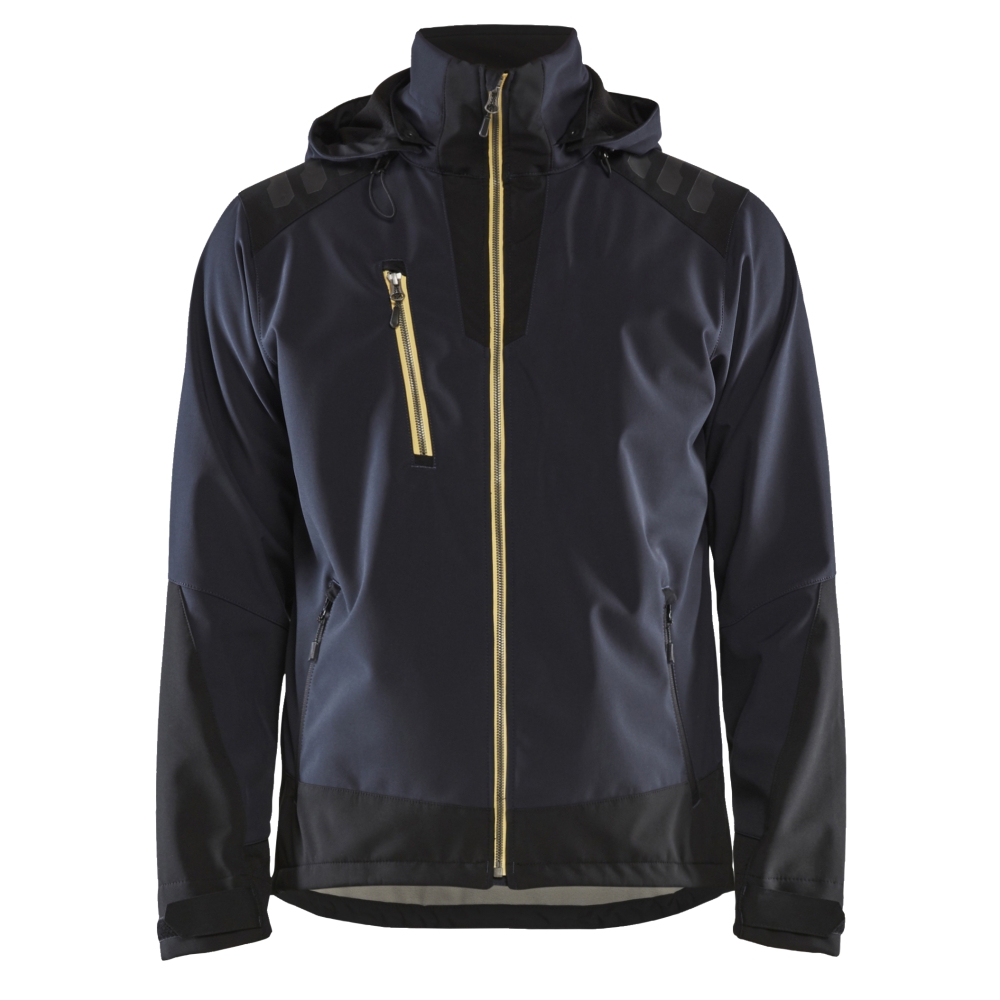 Giacca, Blaklader, Softshell, 4749, colore blu, Softshell, tessuto stretch impermeabile e antivento, con cappuccio
