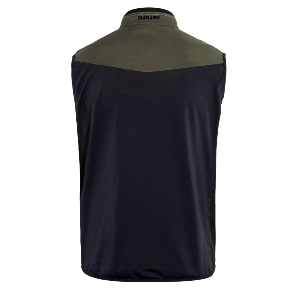 Gilet, Blaklader, Softshell, 3850, Softshell leggero, bicolore verde militare e nero, tessuto traspirante