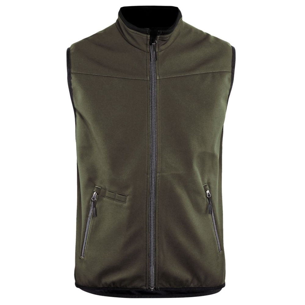 Gilet, Blaklader, Softshell, 3850, Softshell leggero, bicolore verde militare e nero, tessuto traspirante