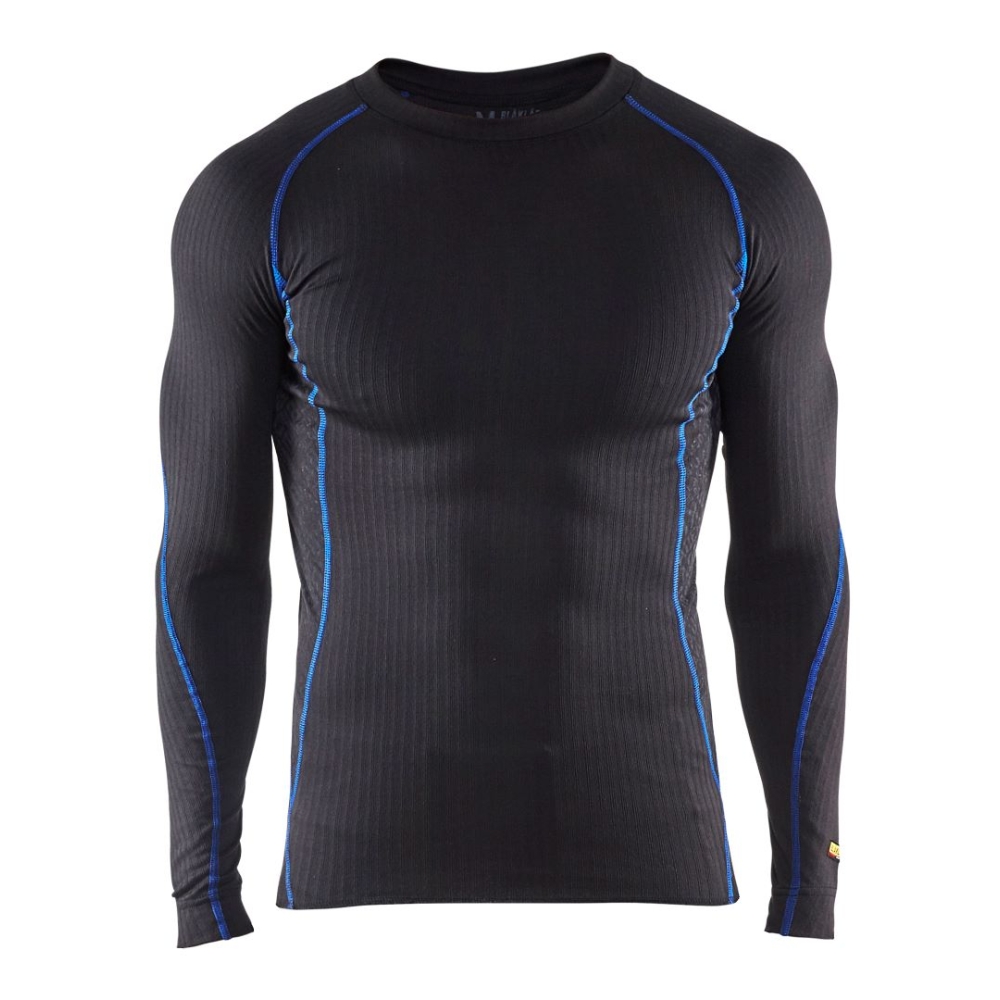 Intimo termico, maglia, Blaklader, 6810, colore nero, cucitute blu, Poliestere, tessuto a coste