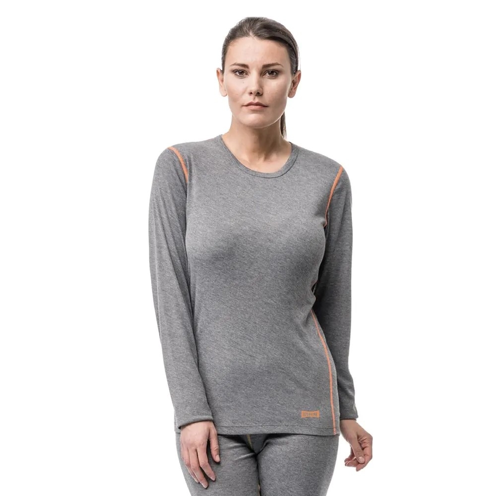 intimo termico, Maglia, ISSA, colore grigio, cucitutre arancione, Poliestere, felpatura interna