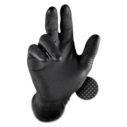 Guanto, Grippaz, colore nero, Nitrile, motivo squama di pesce