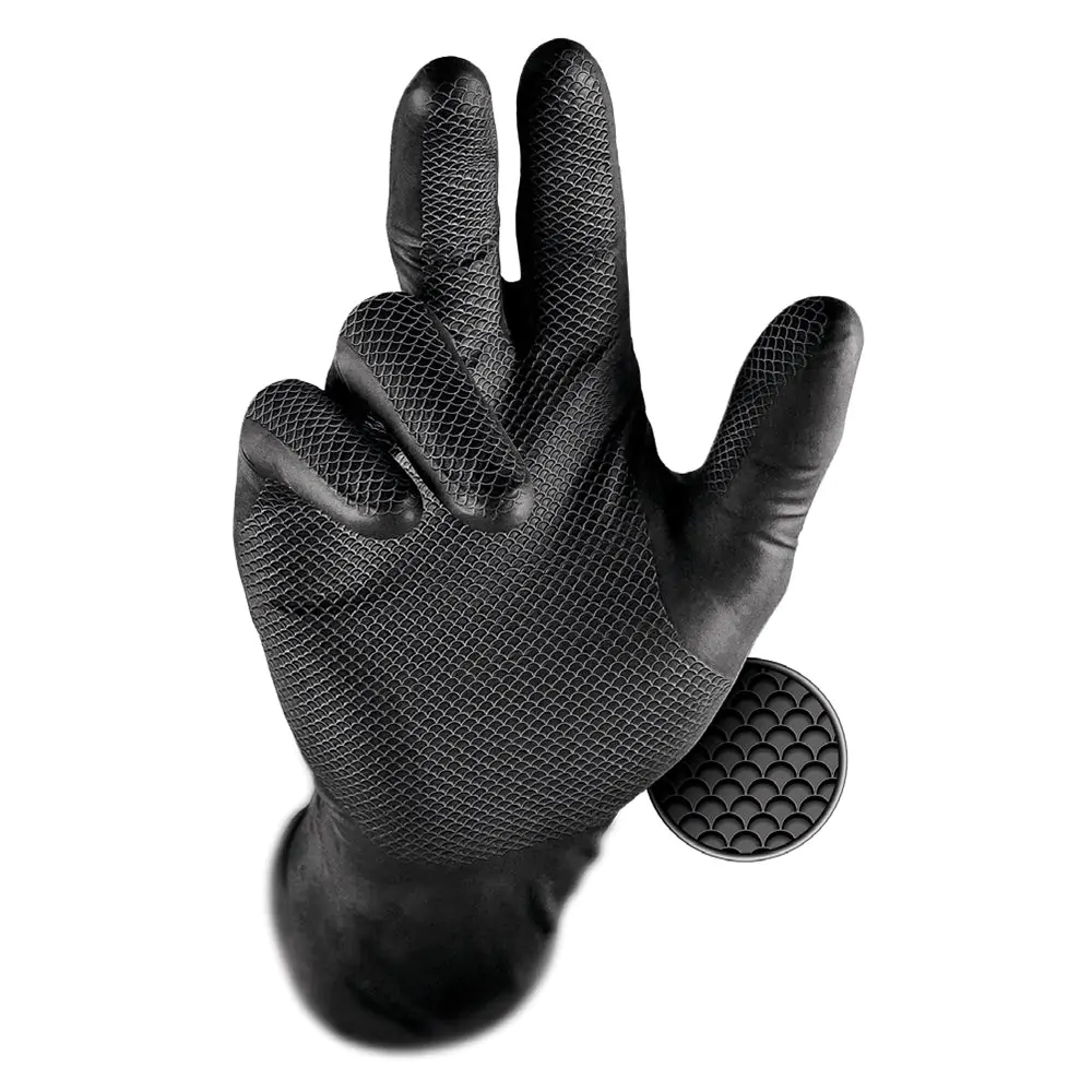 Guanto, Grippaz, colore nero, Nitrile, motivo squama di pesce