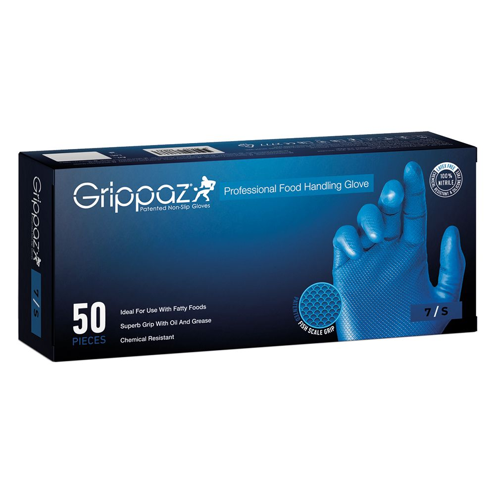 Guanto, Grippaz, colore blu,  Nitrile, motivo squama di pesce, confezione 50 pezzi