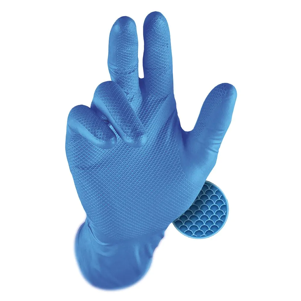 Guanto, Grippaz, colore blu,  Nitrile, motivo squama di pesce