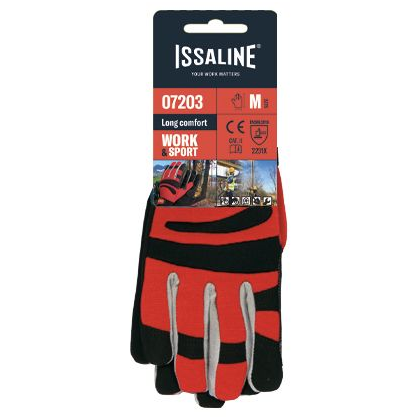 Guanto Issa, Long comfort, 07203, colore rosso e nero, Palmo in morbida pelle sintetica, chiusura con velcro, confezione