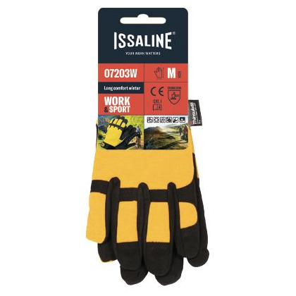 Guanto Issa, Long comfort, 07203W, colore giallo e nero, Palmo in morbida pelle sintetica