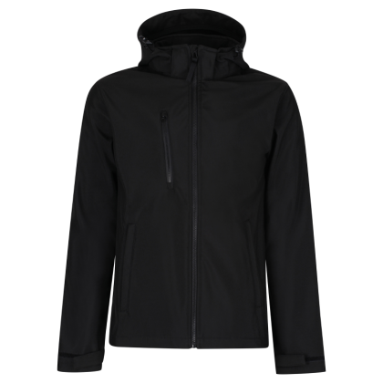 Giacca, Regatta Professional, Venturer, colore nero, Softshell, idrorepellente, traspirante, antivento, con cappuccio