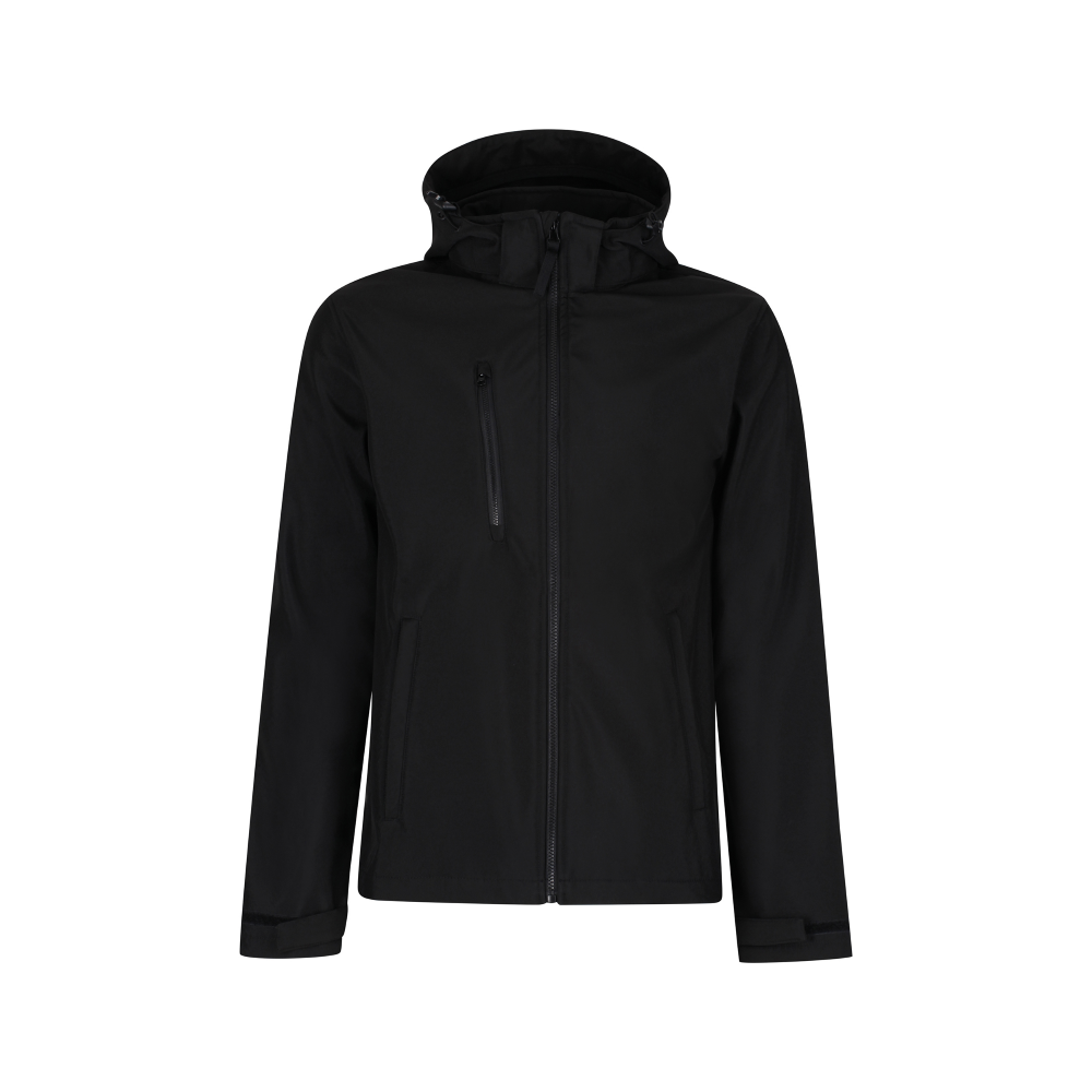 Giacca, Regatta Professional, Venturer, colore nero, Softshell, idrorepellente, traspirante, antivento, con cappuccio