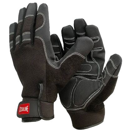Guanto Issa, Shock, 07206, colore nero, Palmo in pelle sinettica, imbottitura di gel shock antivibrazione