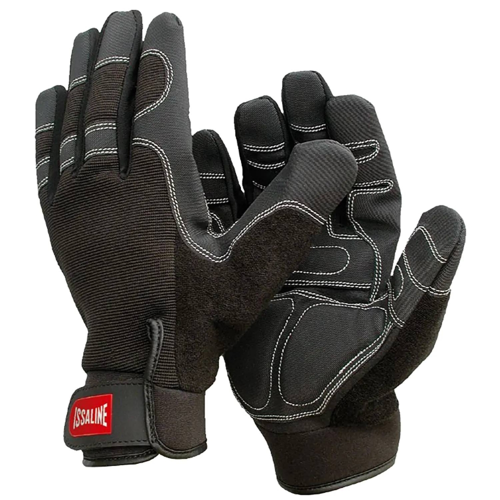 Guanto Issa, Shock, 07206, colore nero, Palmo in pelle sinettica, imbottitura di gel shock antivibrazione