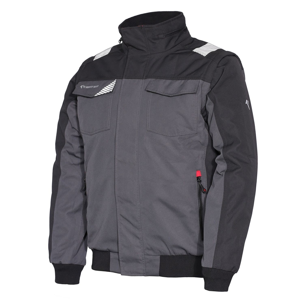 Giubbino, ISSA, Wise, 04531B, colore grigio, Maniche asportabili, con cappuccio, 5 tasche, inserti riflettenti