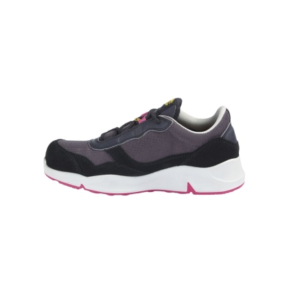Scarpe, Diadora Athena Text, colore grigio e nero, lacci neri, suola rosa, Calzatura bassa, misto pelle e mesh
