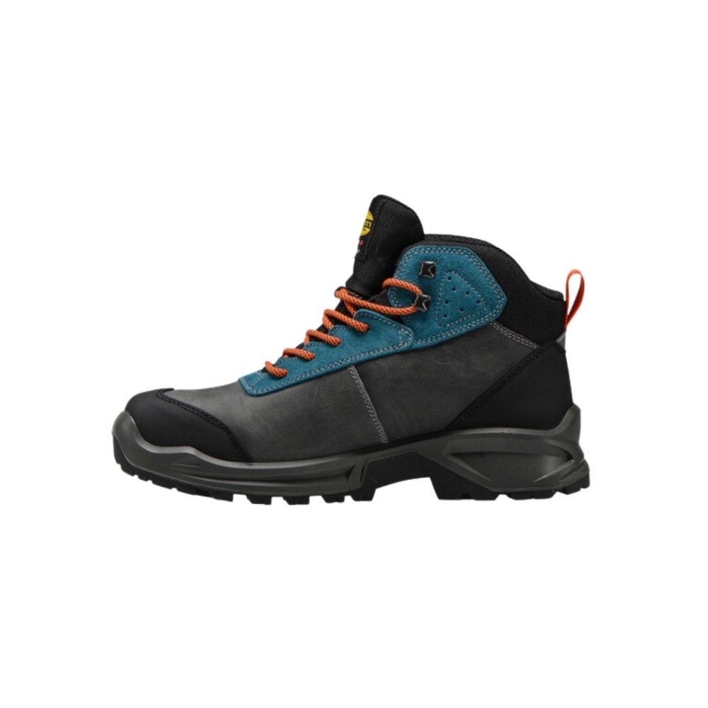 Scarpe antinfortunistiche Diadora Sport Diatex, colore grigia e blu, lacci arancione, suola nera, Calzatura media