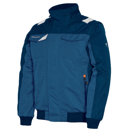 Giubbino, ISSA, Wise, 04531B, colore blu, Maniche asportabili, con cappuccio, 5 tasche, inserti riflettenti