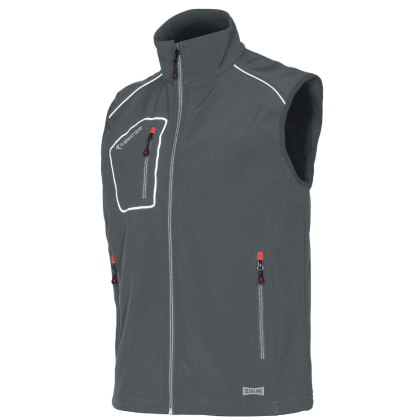 Gilet, ISSA, Snappy, 04509, colore grigio, Softshell, 4 tasche, inserti riflettenti