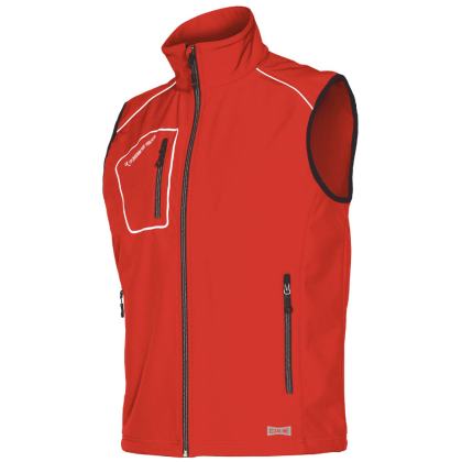 Gilet, ISSA, Snappy, 04509, colore rosso, Softshell, 4 tasche, inserti riflettenti