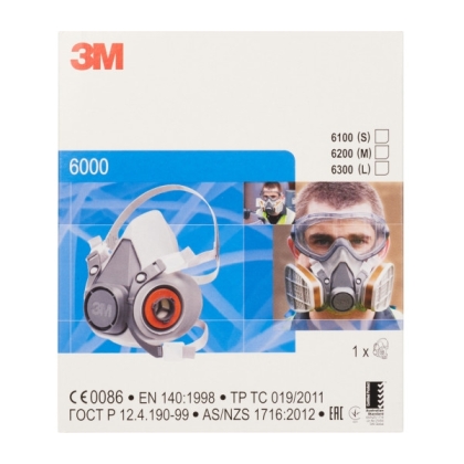 Semimaschera 3M, 6100, taglia S, riutilizzabili, con filtri intercambiabili, serie 6000, non indossata