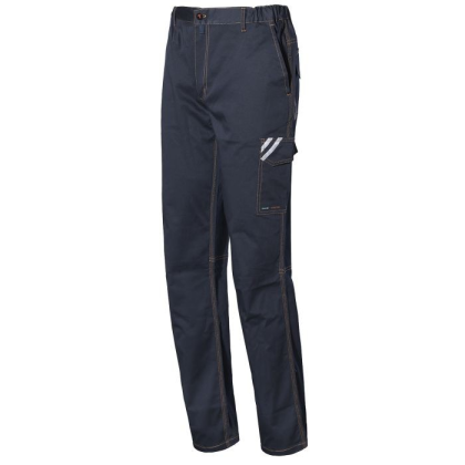 Pantalone ISSA, Stretch Start, 8036B, colore blu, Stretch, inserti retroriflettenti, 6 tasche