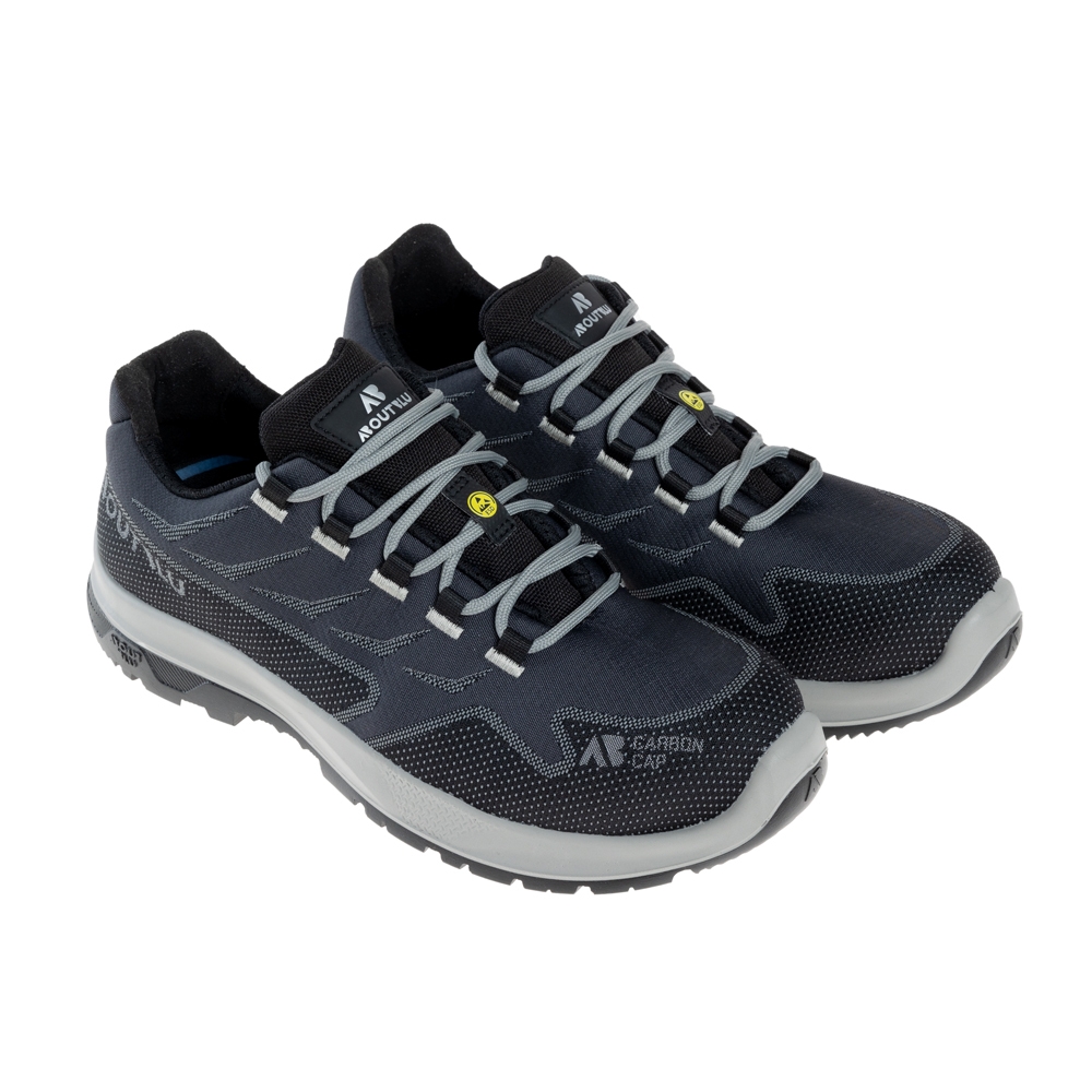 Scarpe antinfortunistiche, AboutBlu, Flow Grey, colore grigio e nero, lacci grigi, suola nera, Calzatura bassa, in poliestere