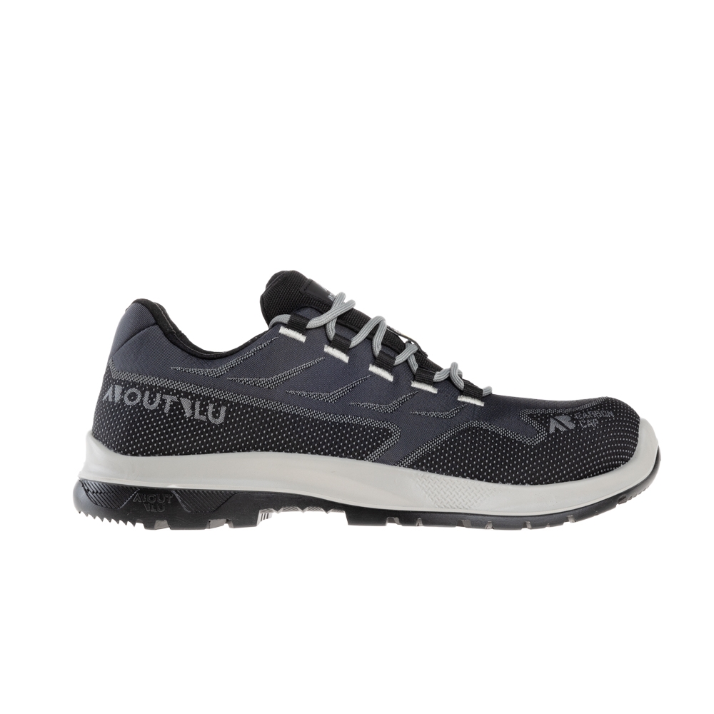 Scarpe antinfortunistiche, AboutBlu, Flow Grey, colore grigio e nero, lacci grigi, suola nera, Calzatura bassa, in poliestere
