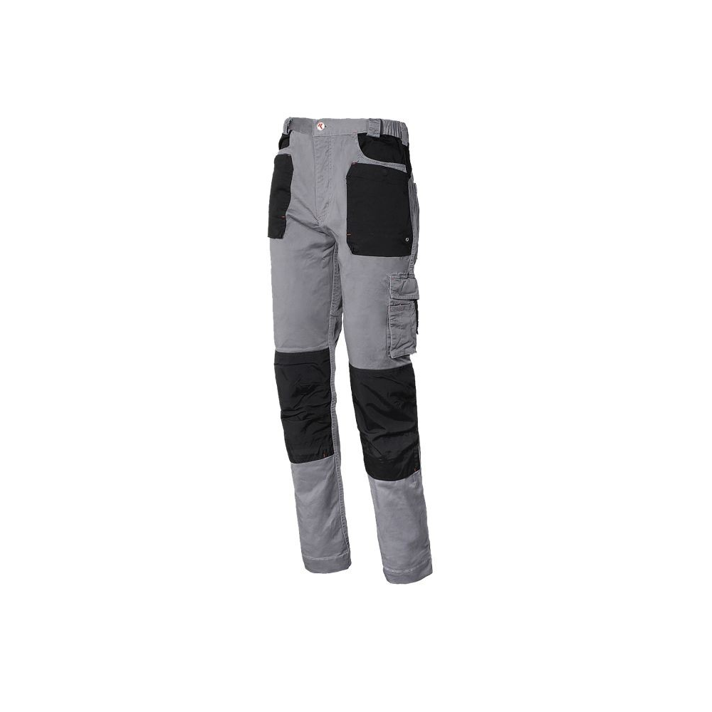 Pantalone, ISSA, Stretch, 8730B, colore grigio, tasche nere, in Cotone, con ginocchiere con rinforzi impermeabili