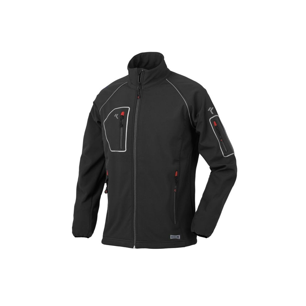 Giacca, ISSA, Just Lady, 04515NL, colore nero, Softshell, 4 tasche, inserti piping alta visibilità