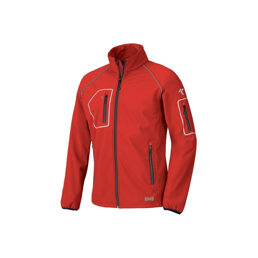 Giacca, ISSA, Just Lady, 04515NL, colore rosso, Softshell, 4 tasche, inserti piping alta visibilità