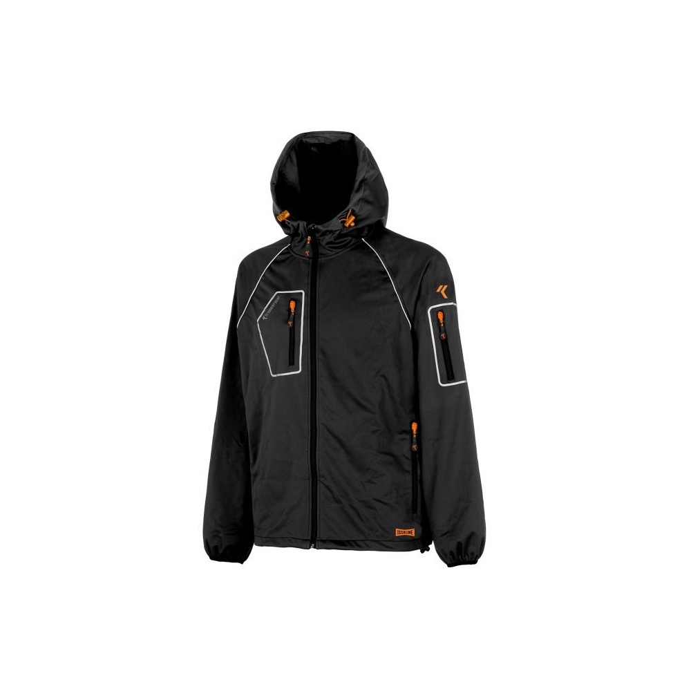 Giacca, ISSA, Thiny, 04514B, colore nero, Softshell, con cappuccio, impermeabile