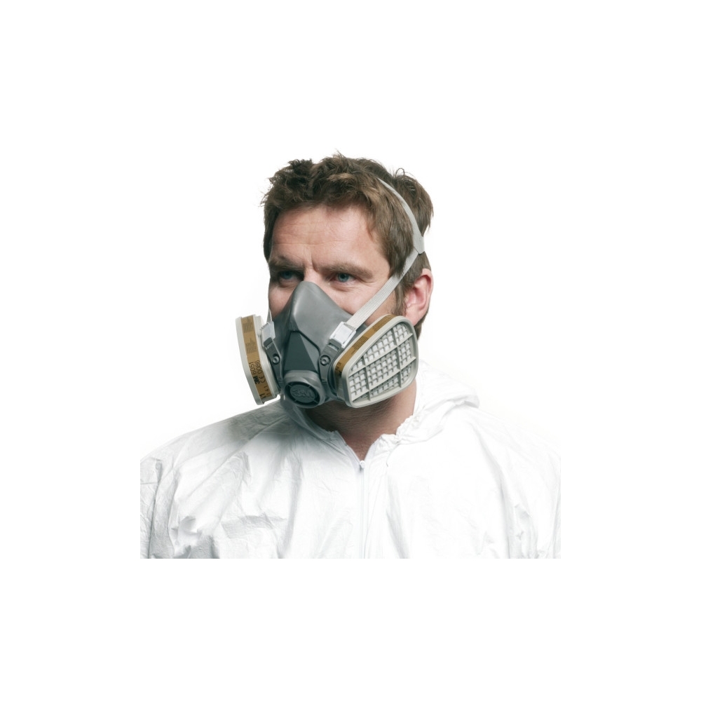 Semimaschera 3M, 6200, taglia M, riutilizzabili, con filtri intercambiabili, serie 6000, indossata