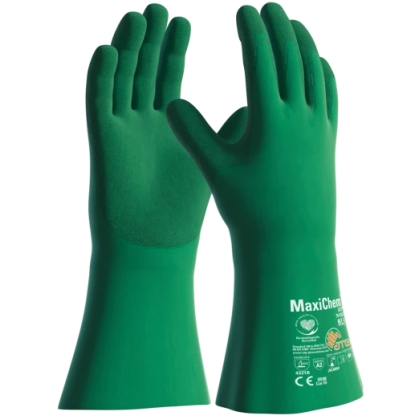 Guanto, ATG, MaxiChem Cut,76-833, colore verde, Impermeabile con manichetta, resistente al taglio