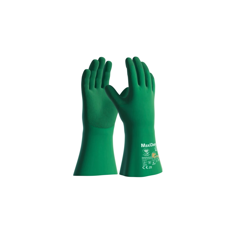 Guanto, ATG, MaxiChem Cut,76-833, colore verde, Impermeabile con manichetta, resistente al taglio