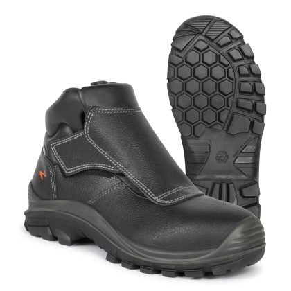 Scarpe antinfortunistiche, Pezzol Belmont, colore nero, suola nera, Calzatura alta, pelle Idrotech idrorepellente