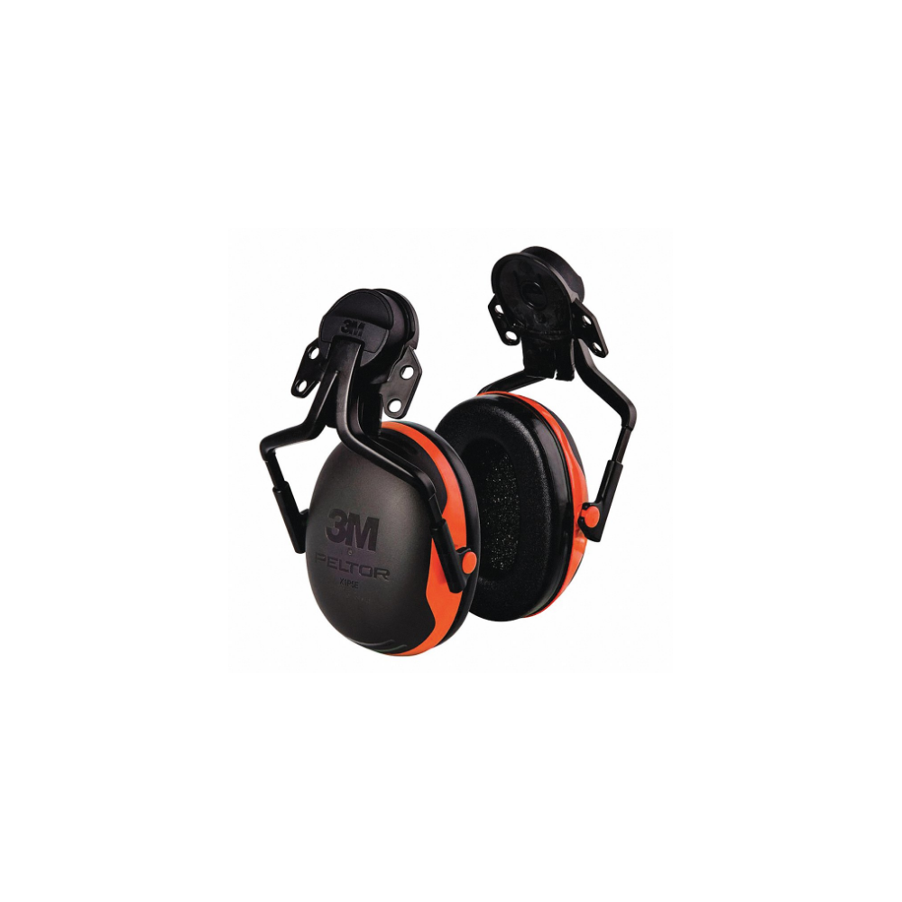 Cuffie auricolari 3M X4P5E PELTOR, colore nero con inserti rossi, cuffie per attacco per elmetto