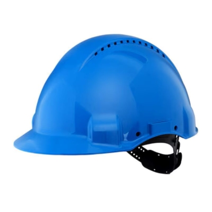Elmetto 3M Uvicator G3000CUV-BB, colore blu, Blocco su perno, ventilato, fascia antisudore in plastica