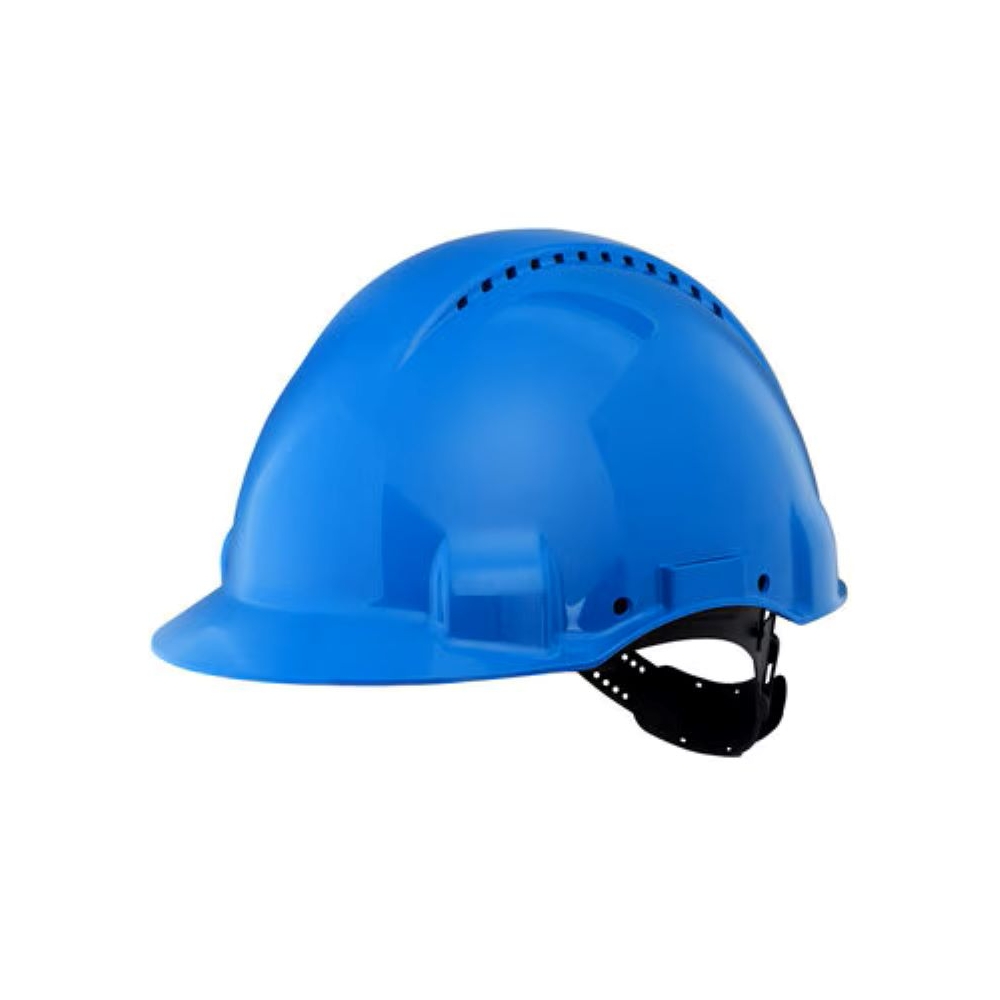 Elmetto 3M Uvicator G3000CUV-BB, colore blu, Blocco su perno, ventilato, fascia antisudore in plastica
