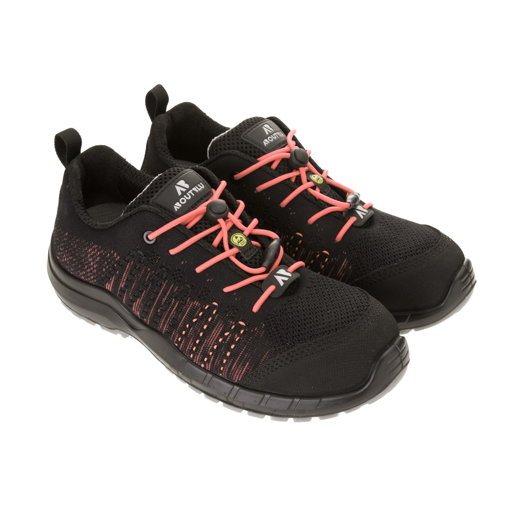 Scarpe da lavoro AboutBlu Le Mans Pink, colore nero e rosa, lacci rosa, suola nera, Calzatura bassa, in poliestere