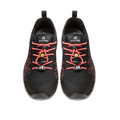 Scarpe da lavoro AboutBlu Le Mans Pink, colore nero e rosa, lacci rosa, suola nera, Calzatura bassa, in poliestere