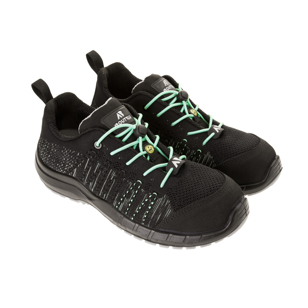 Scarpe da lavoro AboutBlu Le Mans Marine, colore nero e azzurro, lacci azzurri, suola nera, Calzatura bassa,  in poliestere