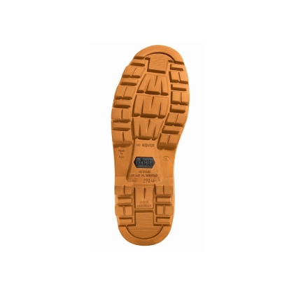 Scarpe Dike Digger Dint Miele, colore marrone, lacci arancioni, suola arancione, Calzatura alta, in nubuck ingrassato