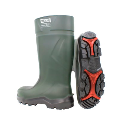 Stivale da lavoro ISSAPOL 06430, colore verde, suola nera, METAL FREE
